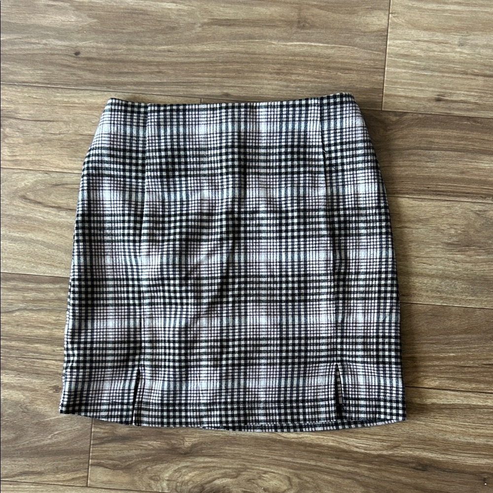 Vintage Plaid Black, White, and Pink Women's Skirt